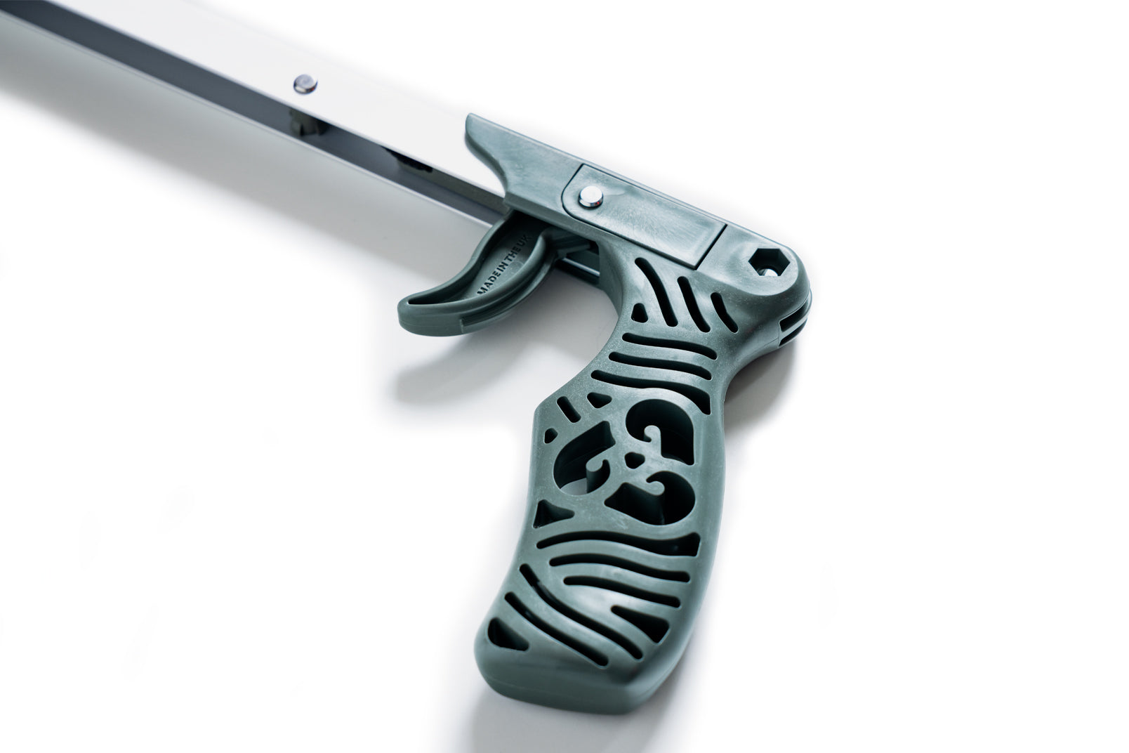 recycled plastic handle  of littler picker on white background